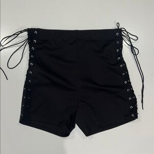 SHEIN Black Lace-Up High Waist Shorts
